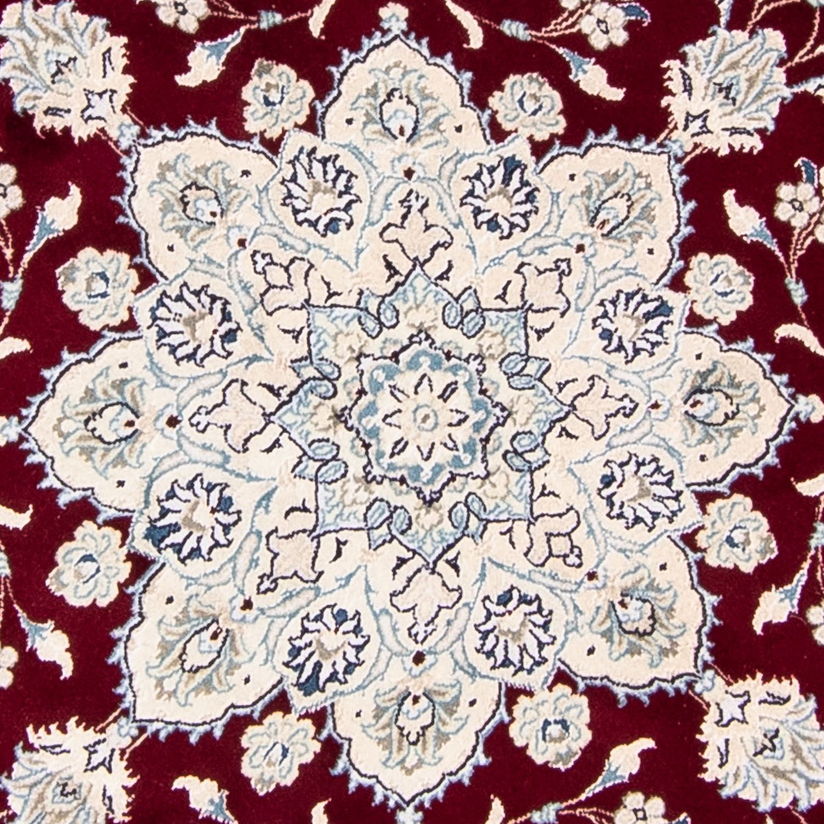 Persisk tæppe - Nain rundt  - 245 x 245 cm - mørkerød