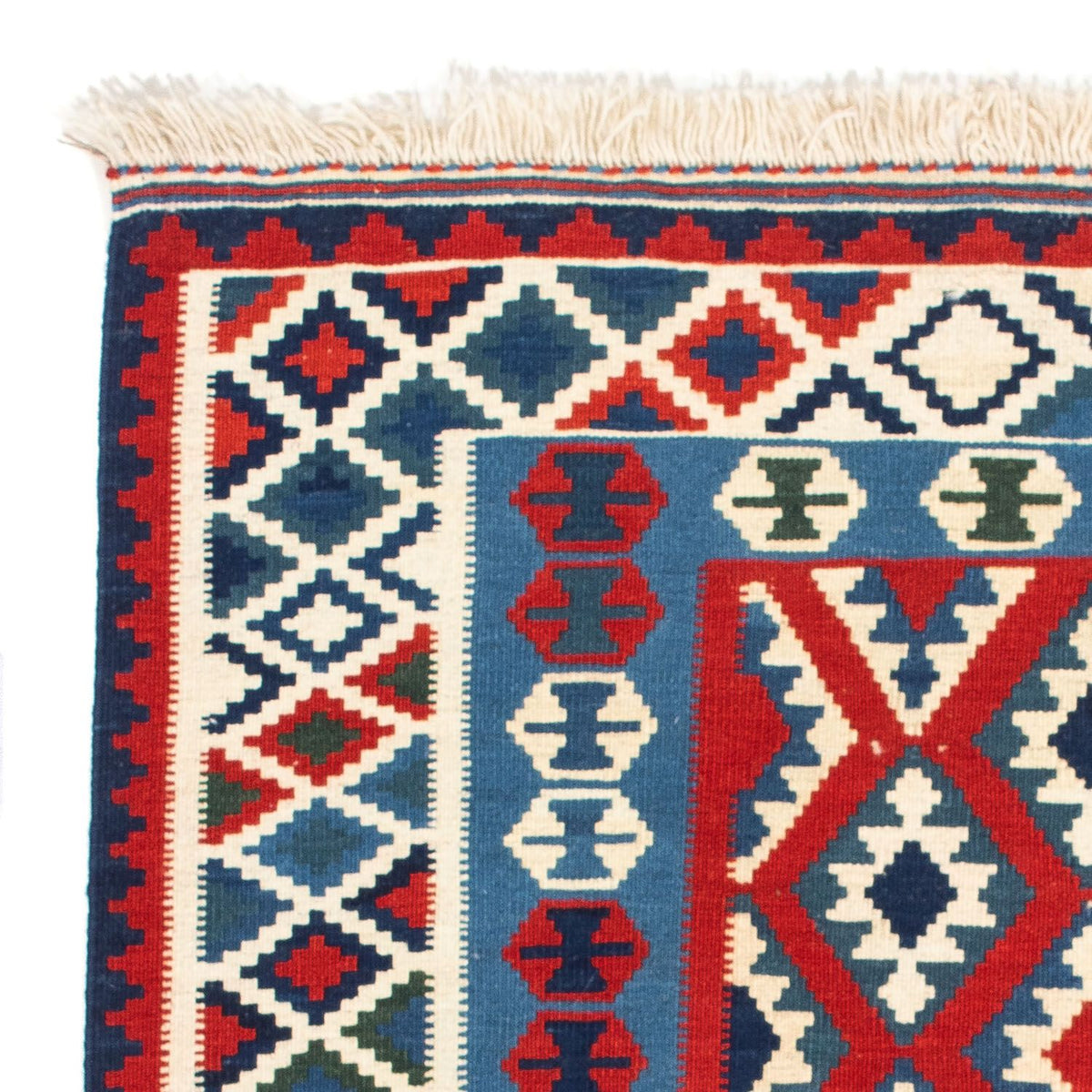 Kelim-tæppe - orientalsk firkantet  - 104 x 103 cm - mørkerød