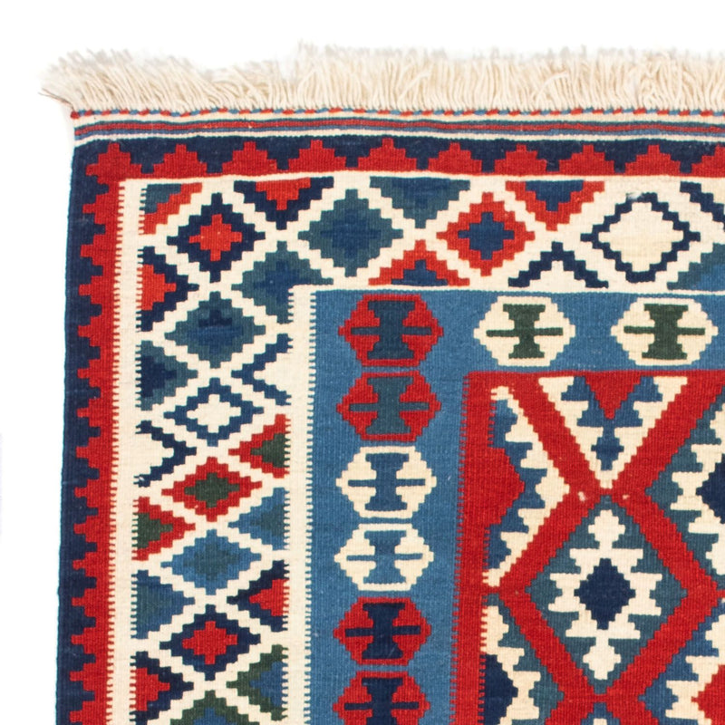 Kelim-tæppe - orientalsk firkantet  - 104 x 103 cm - mørkerød