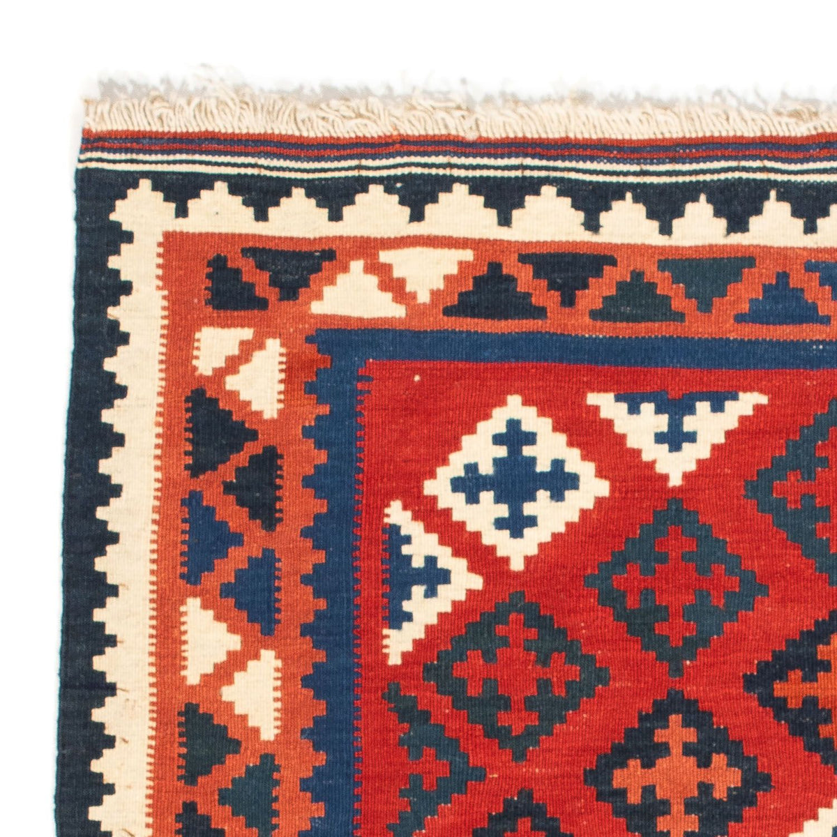 Kelim-tæppe - orientalsk firkantet  - 104 x 102 cm - mørkerød