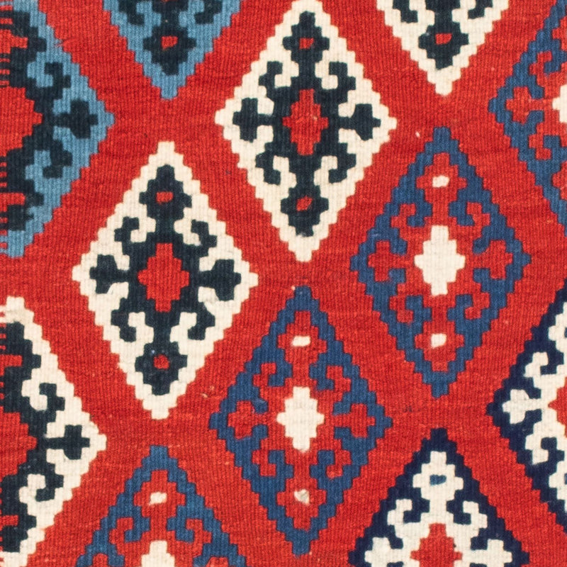 Kelim-tæppe - orientalsk firkantet  - 103 x 95 cm - mørkerød