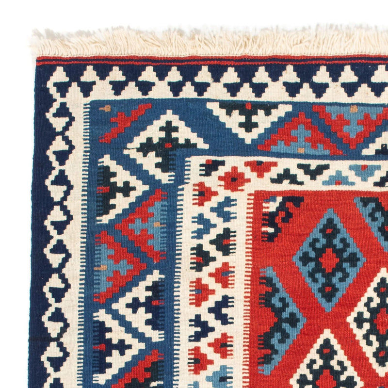 Kelim-tæppe - orientalsk firkantet  - 103 x 95 cm - mørkerød