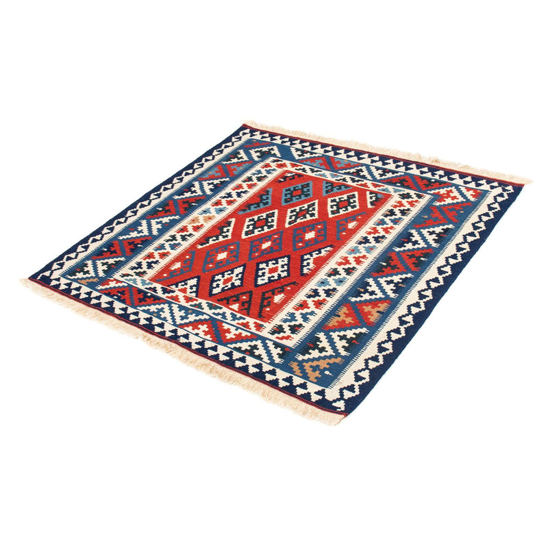 Kelim-tæppe - orientalsk firkantet  - 103 x 95 cm - mørkerød