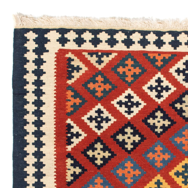 Kelim-tæppe - orientalsk firkantet  - 105 x 103 cm - mørkerød