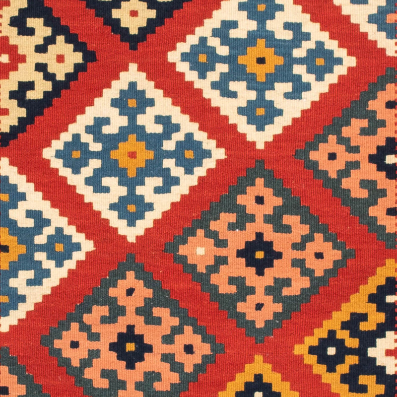 Kelim-tæppe - orientalsk firkantet  - 105 x 103 cm - mørkerød