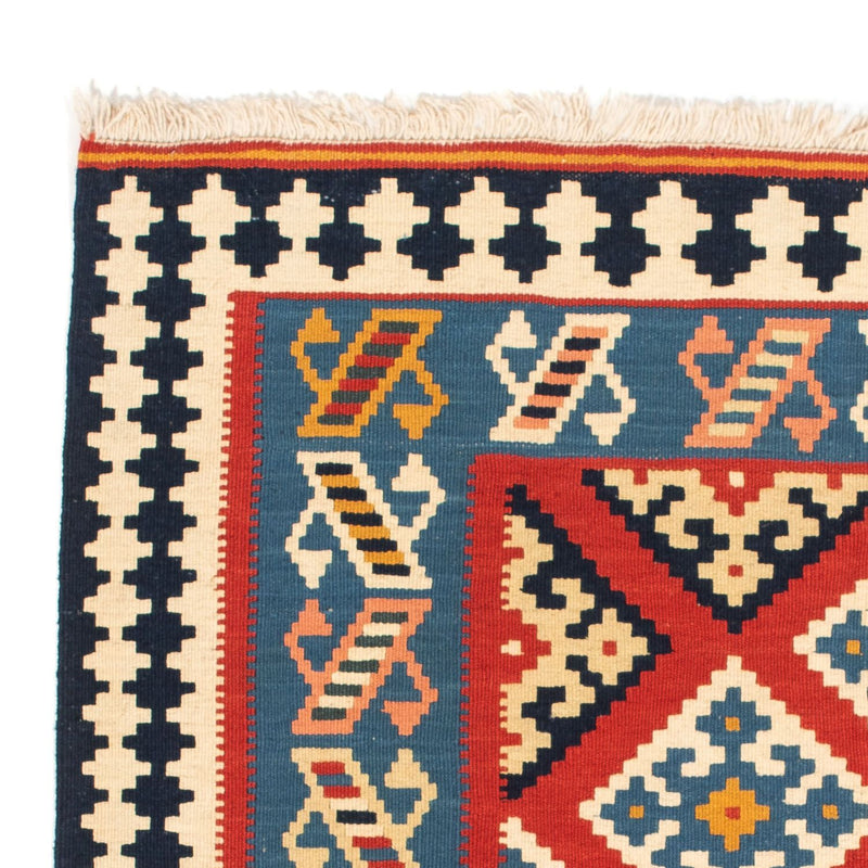 Kelim-tæppe - orientalsk firkantet  - 105 x 103 cm - mørkerød