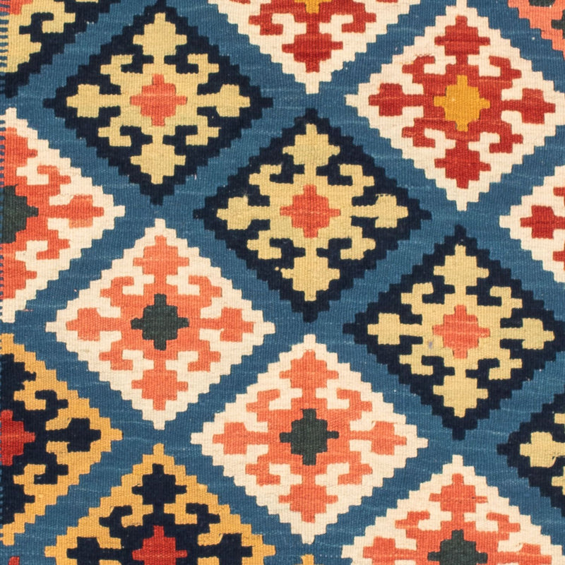 Kelim-tæppe - orientalsk firkantet  - 106 x 102 cm - mørkeblå