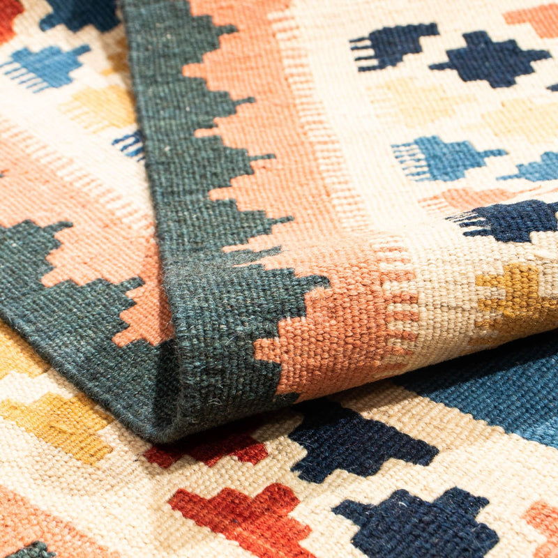 Kelim-tæppe - orientalsk firkantet  - 106 x 102 cm - mørkeblå