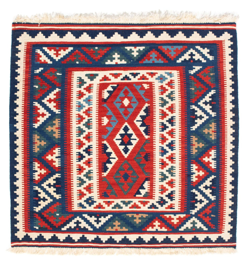 Kelim-tæppe - orientalsk firkantet  - 98 x 93 cm - mørkeblå