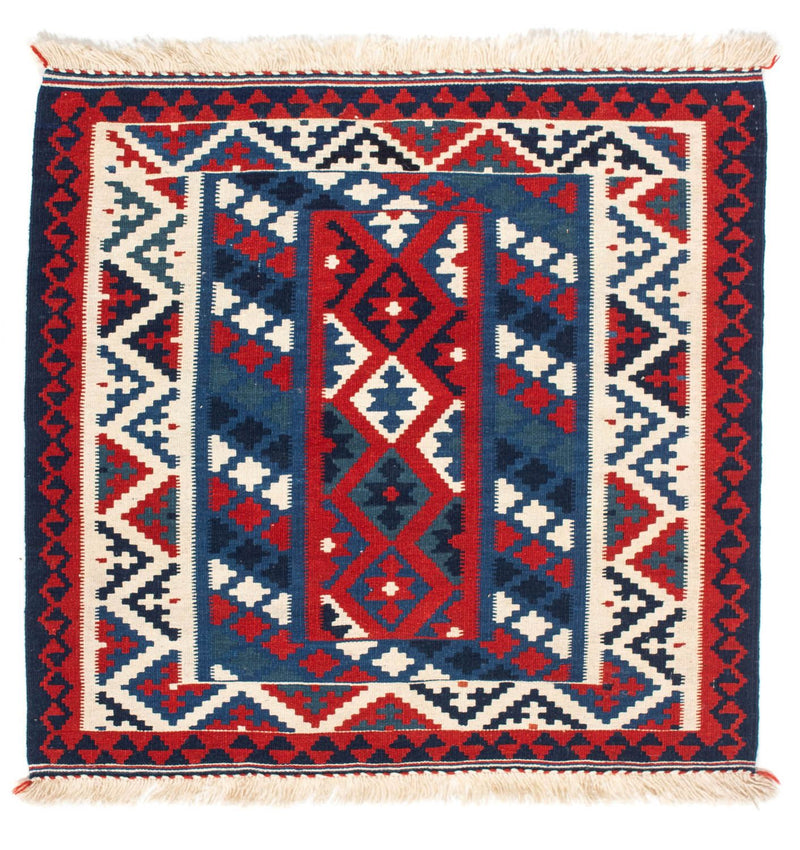 Kelim-tæppe - orientalsk firkantet  - 103 x 100 cm - mørkeblå