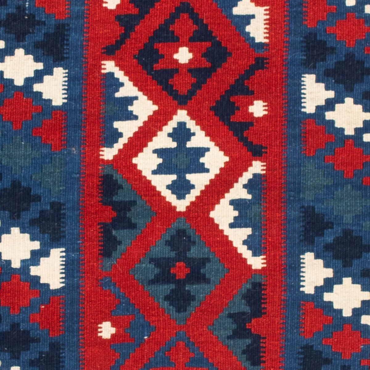 Kelim-tæppe - orientalsk firkantet  - 103 x 100 cm - mørkeblå