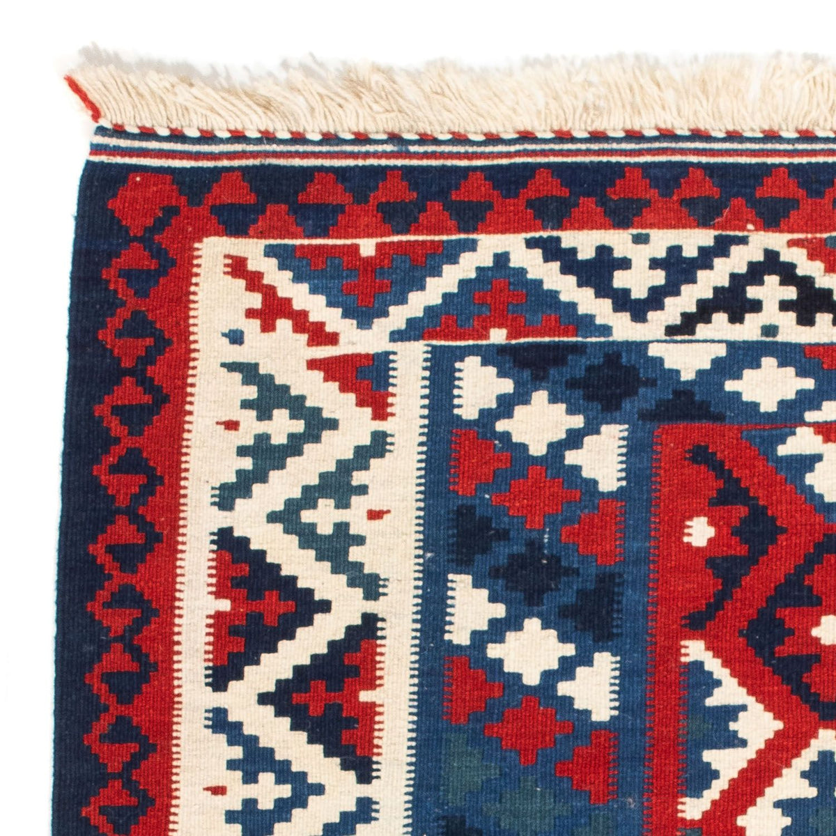 Kelim-tæppe - orientalsk firkantet  - 103 x 100 cm - mørkeblå