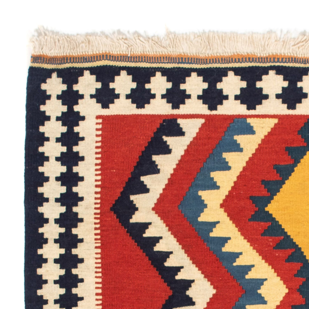 Kelim-tæppe - orientalsk firkantet  - 100 x 97 cm - rød