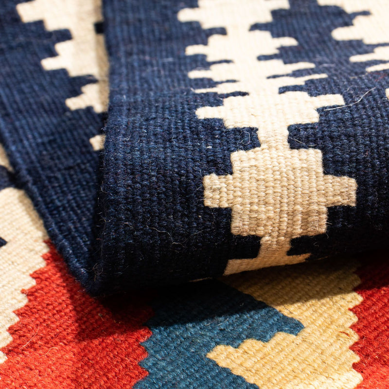 Kelim-tæppe - orientalsk firkantet  - 100 x 97 cm - rød