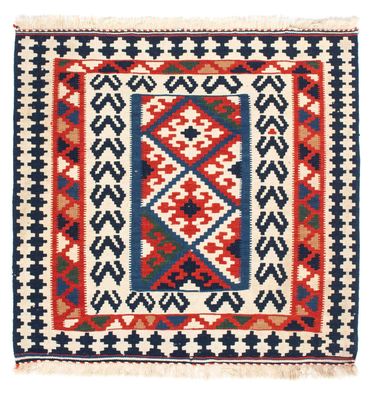 Kelim-tæppe - orientalsk firkantet  - 102 x 96 cm - flerfarvet
