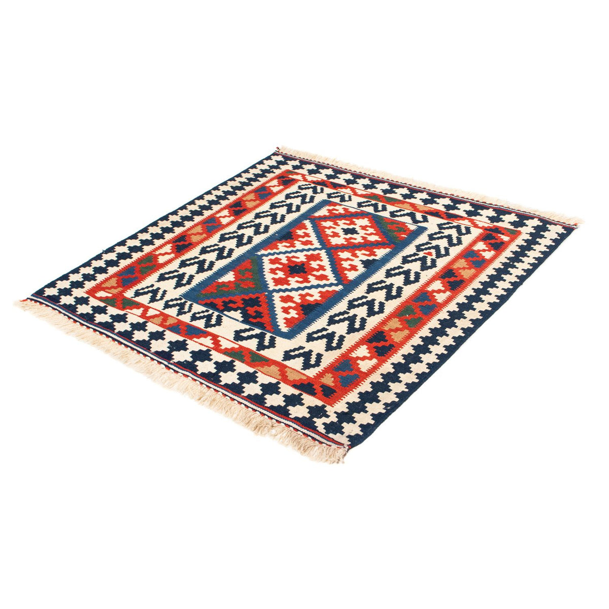 Kelim-tæppe - orientalsk firkantet  - 102 x 96 cm - flerfarvet