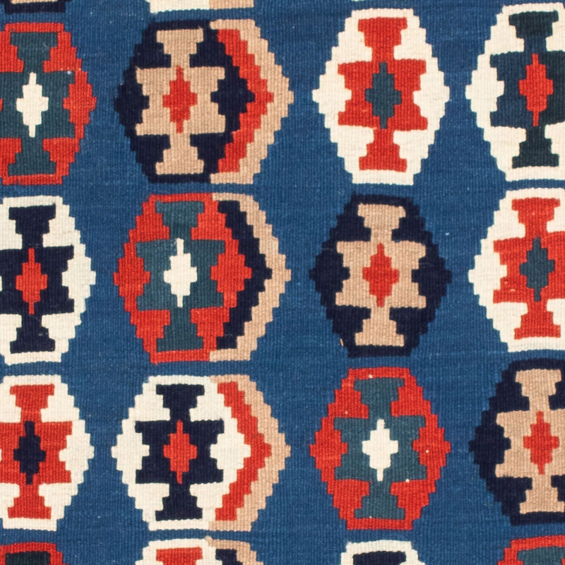 Kelim-tæppe - orientalsk firkantet  - 105 x 105 cm - mørkeblå