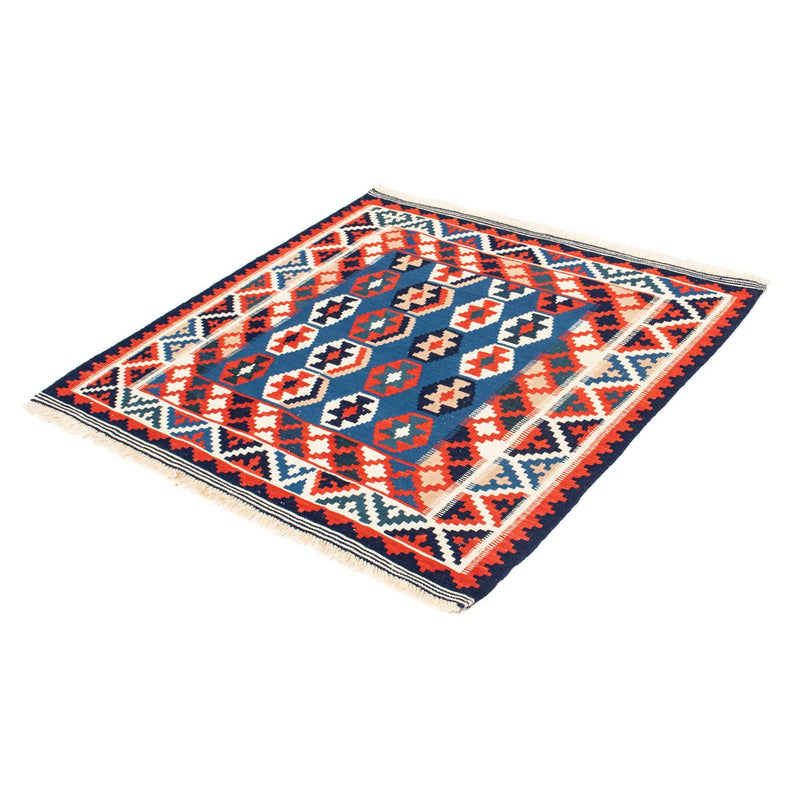 Kelim-tæppe - orientalsk firkantet  - 105 x 105 cm - mørkeblå