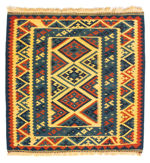 Kelim-tæppe - orientalsk firkantet  - 102 x 101 cm - flerfarvet