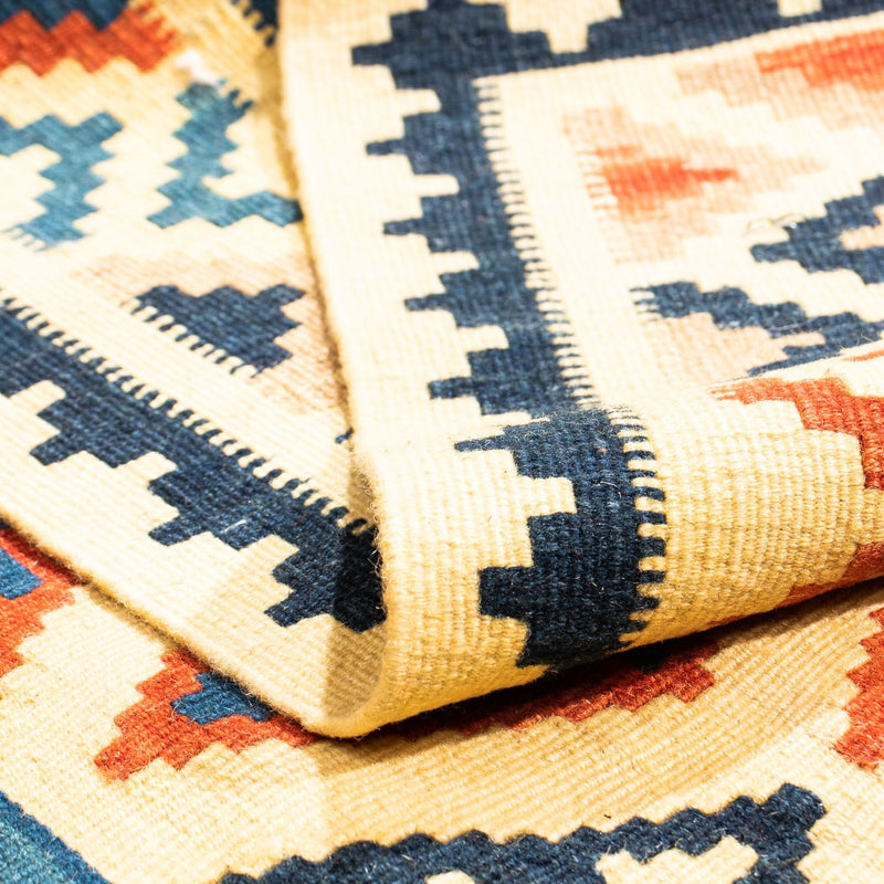 Kelim-tæppe - orientalsk firkantet  - 100 x 100 cm - beige