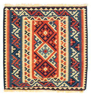 Kelim-tæppe - orientalsk firkantet  - 104 x 101 cm - flerfarvet