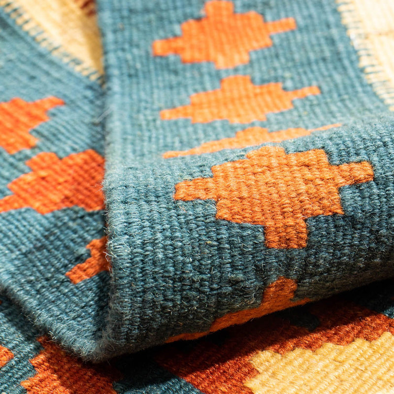 Kelim-tæppe - orientalsk firkantet  - 103 x 103 cm - rust