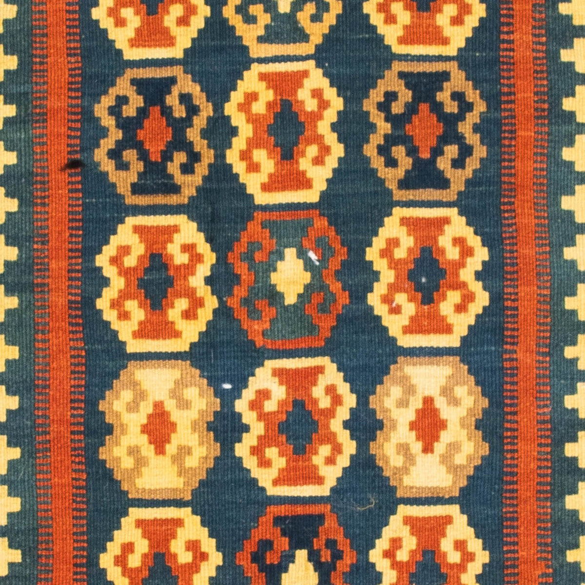 Kelim-tæppe - orientalsk firkantet - 100 x 98 cm - mørkeblå