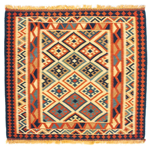 Kelim-tæppe - orientalsk firkantet  - 103 x 100 cm - beige