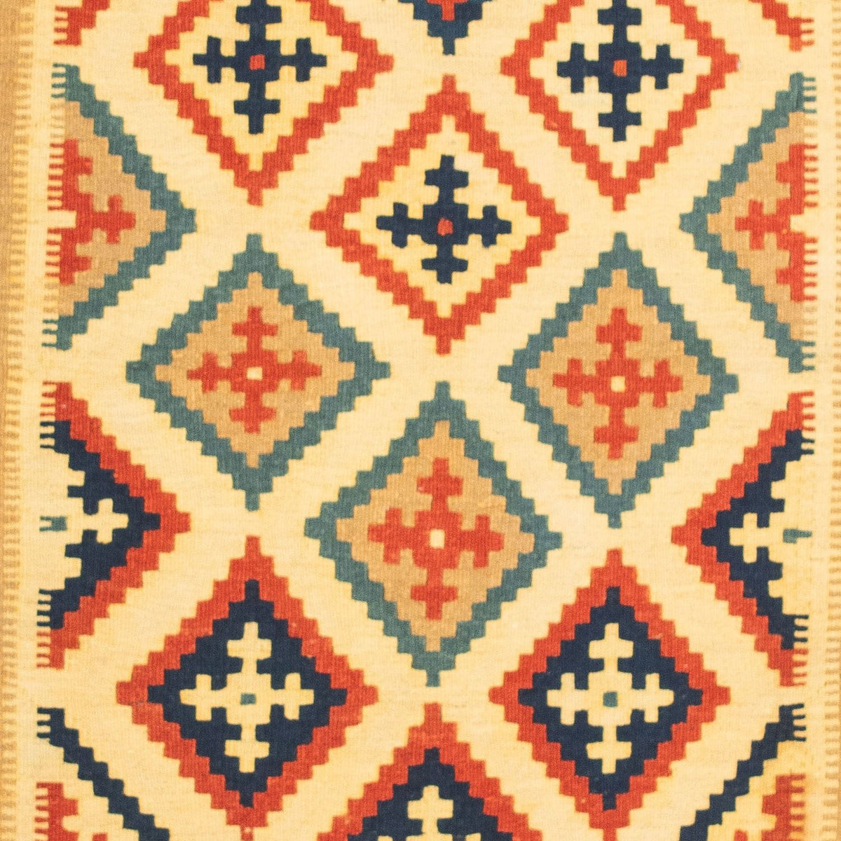 Kelim-tæppe - orientalsk firkantet - 105 x 103 cm - flerfarvet