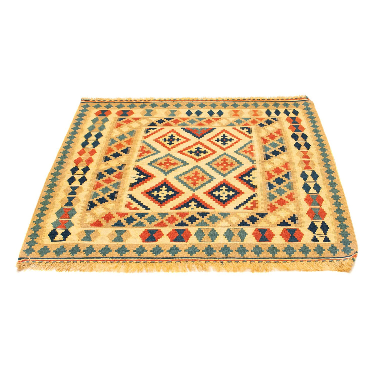 Kelim-tæppe - orientalsk firkantet - 105 x 103 cm - flerfarvet