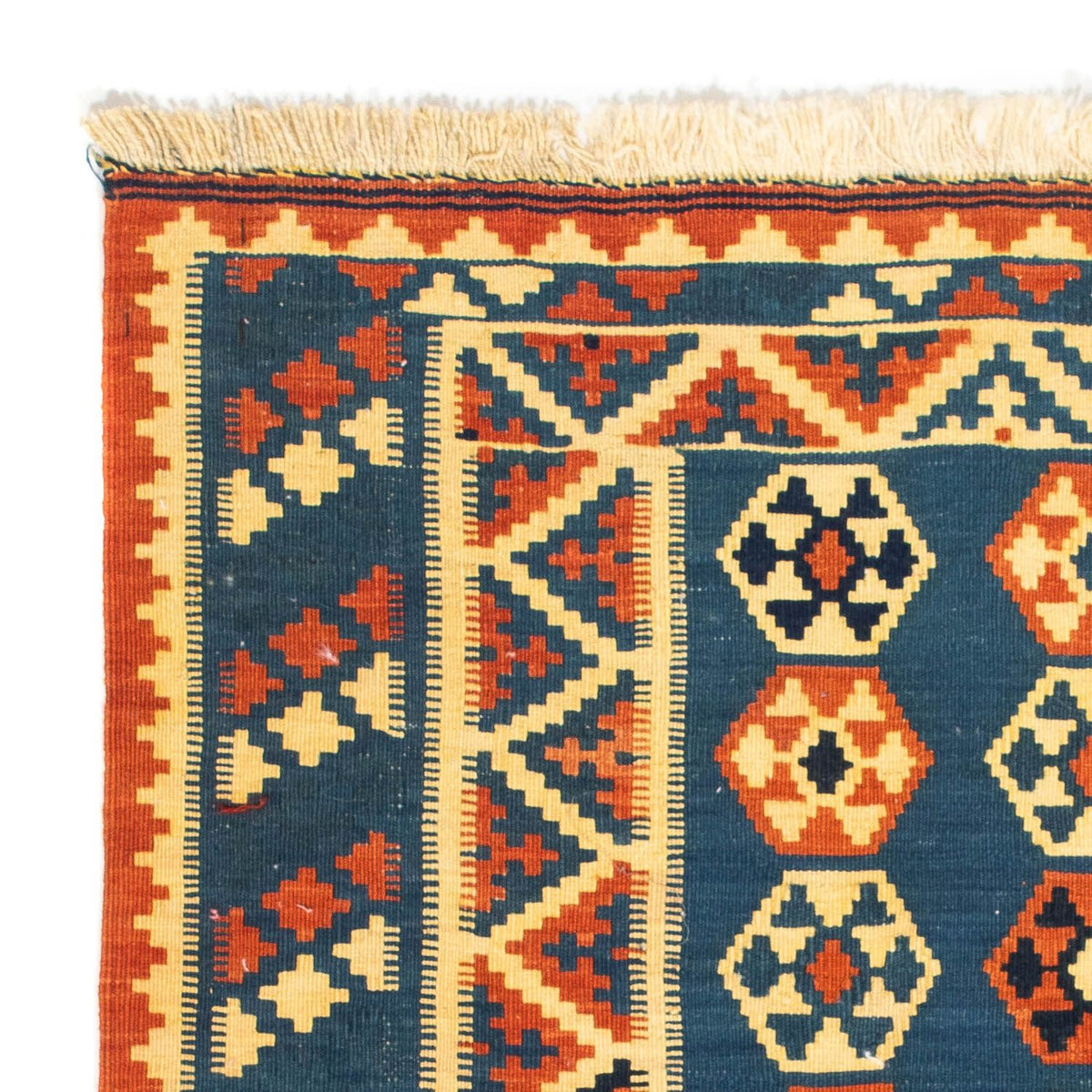 Kelim-tæppe - orientalsk firkantet  - 105 x 103 cm - mørkeblå