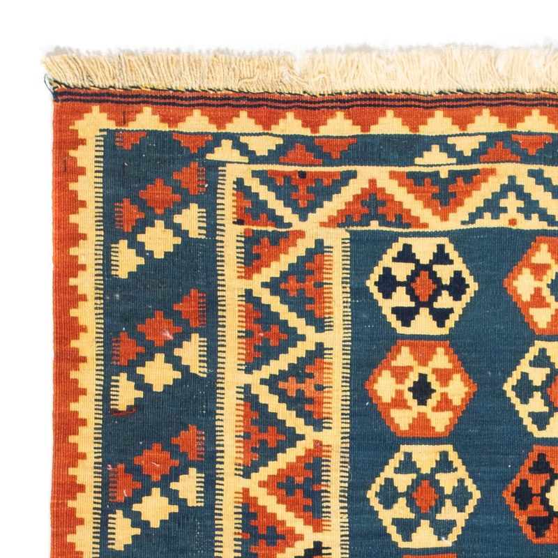 Kelim-tæppe - orientalsk firkantet  - 105 x 103 cm - mørkeblå