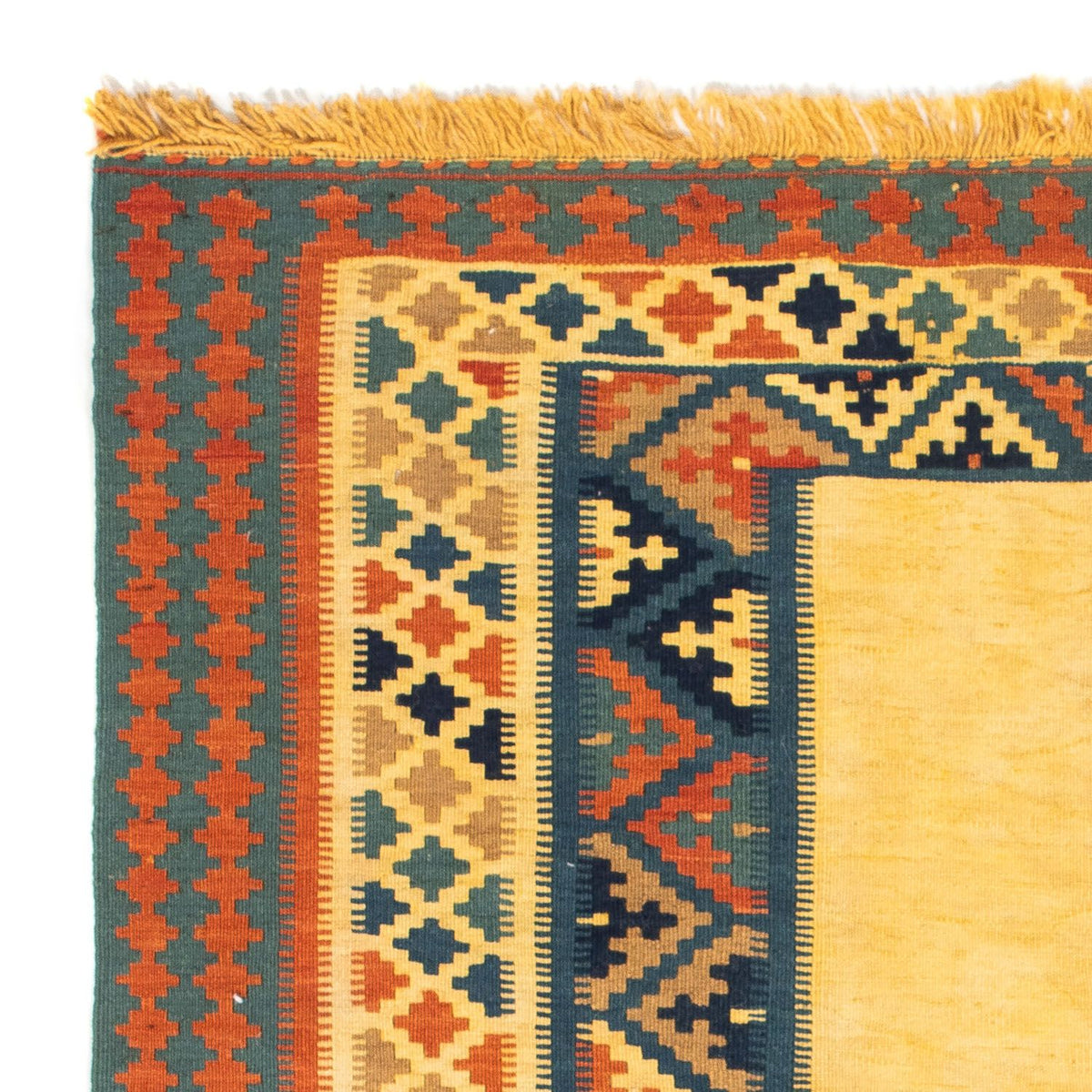 Kelim-tæppe - orientalsk firkantet - 100 x 97 cm - beige