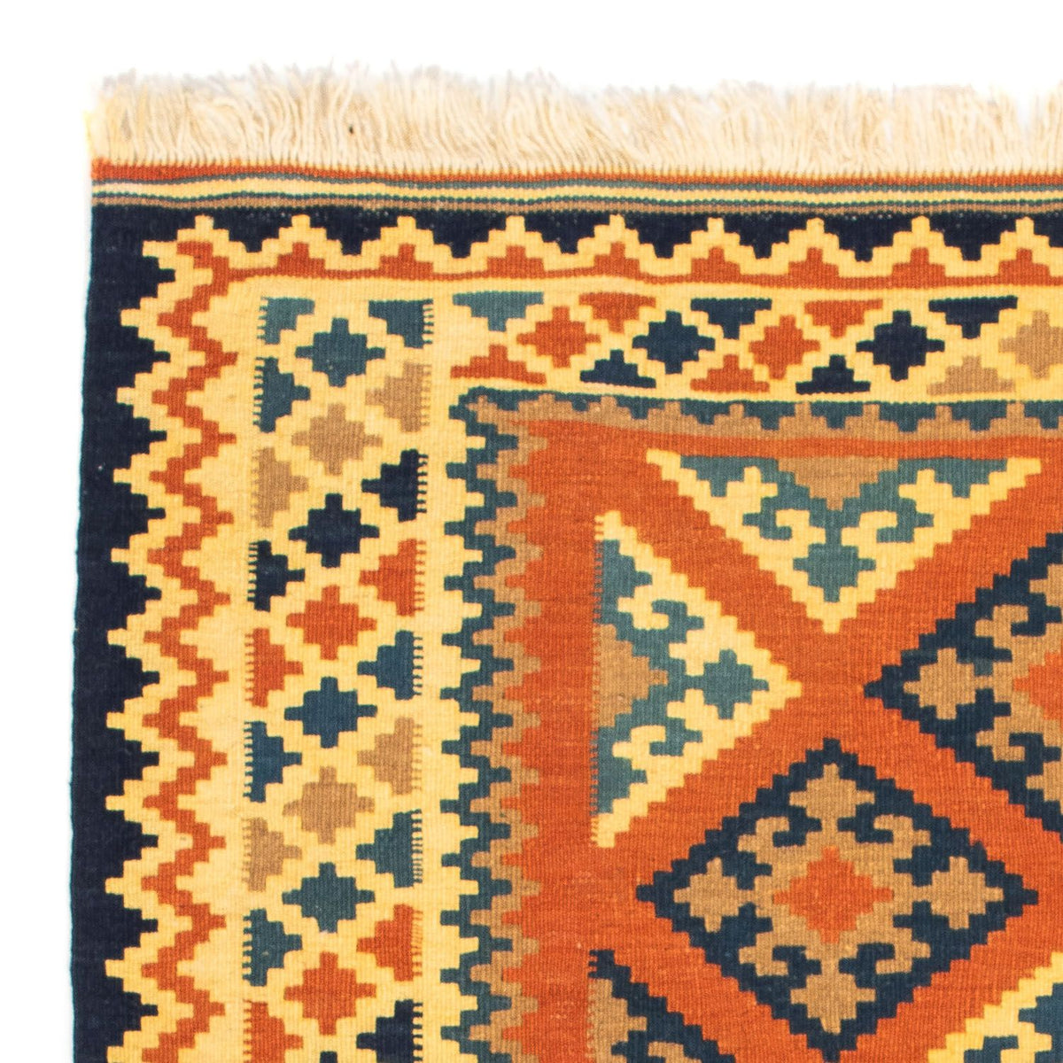 Kelim-tæppe - orientalsk firkantet  - 103 x 100 cm - rust