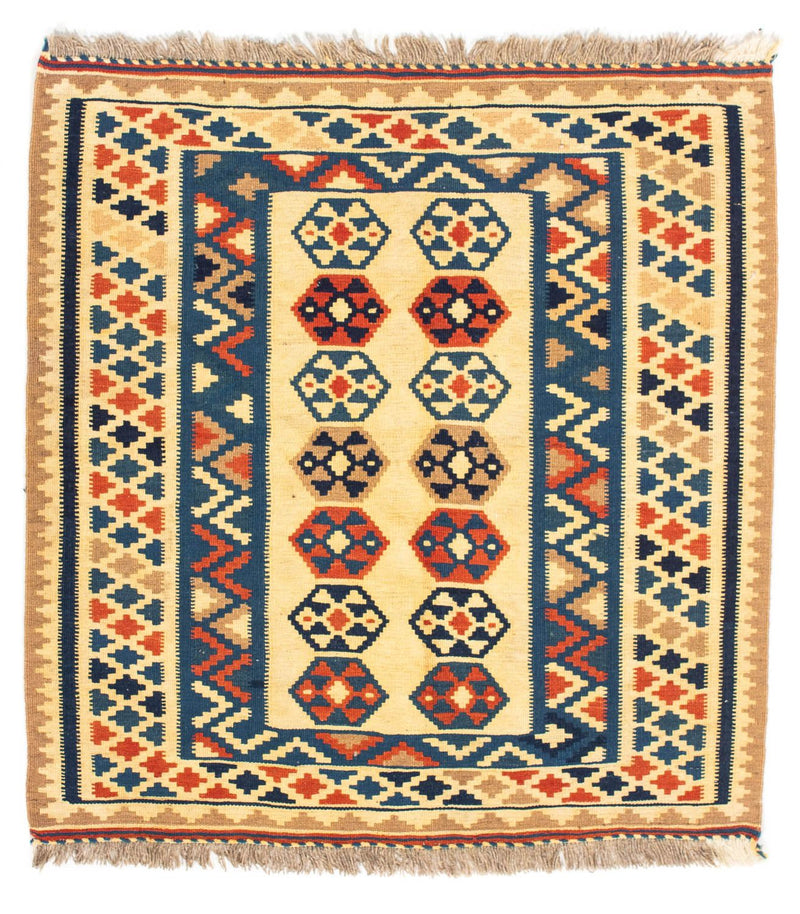 Kelim-tæppe - orientalsk firkantet  - 103 x 100 cm - beige