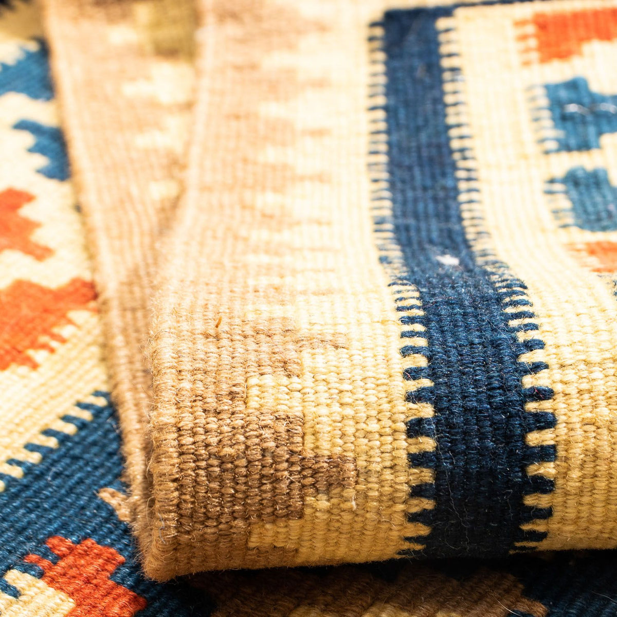 Kelim-tæppe - orientalsk firkantet  - 103 x 100 cm - beige