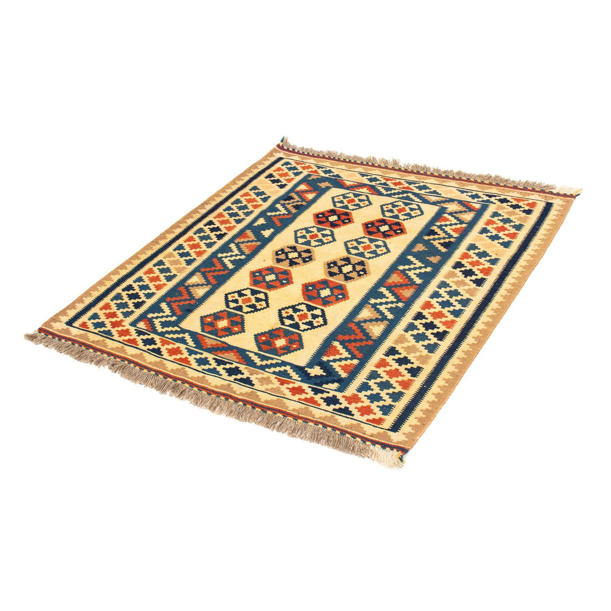 Kelim-tæppe - orientalsk firkantet  - 103 x 100 cm - beige