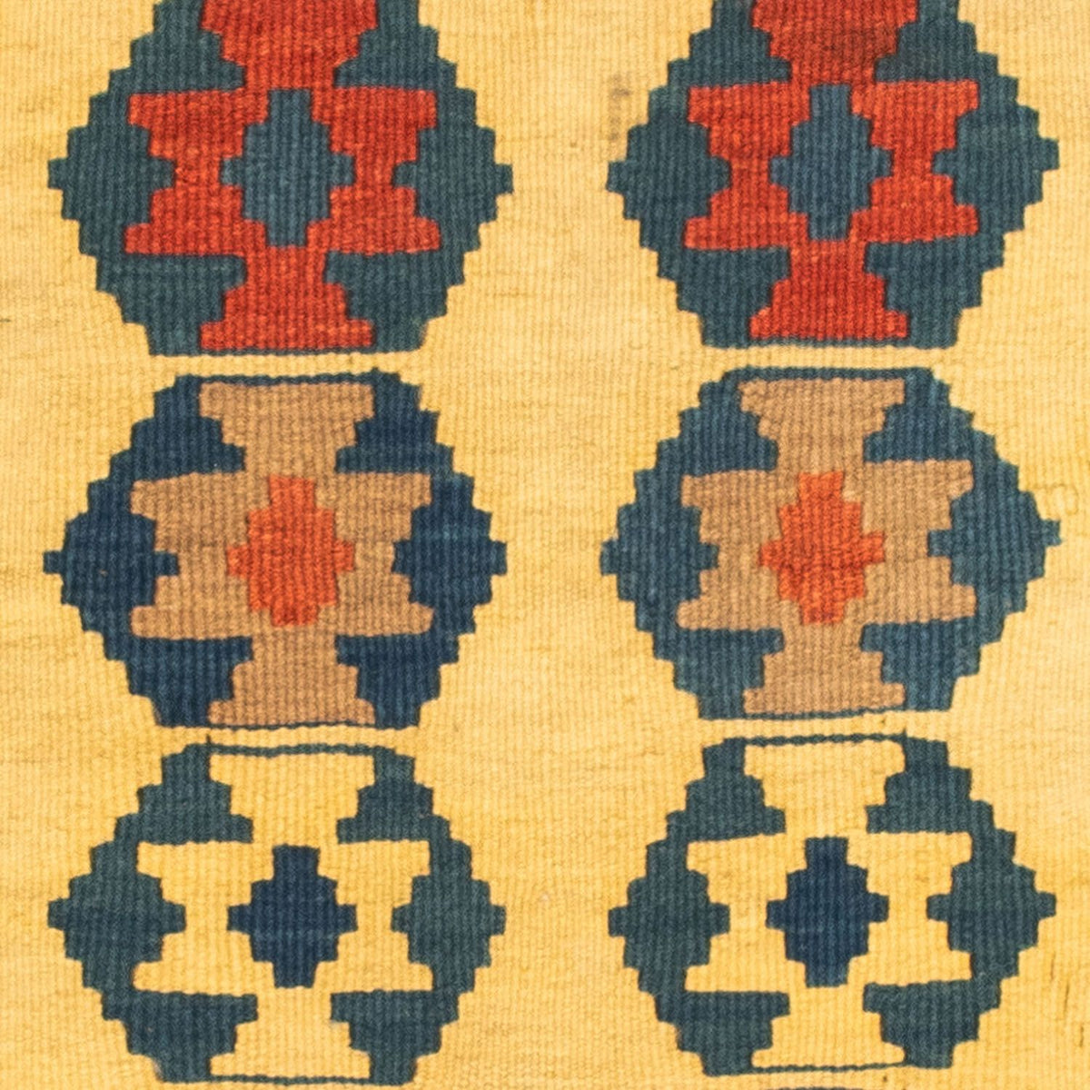 Kelim-tæppe - orientalsk firkantet  - 101 x 95 cm - guld