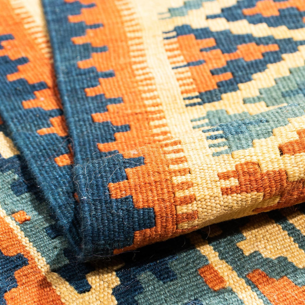 Kelim-tæppe - orientalsk firkantet - 105 x 95 cm - flerfarvet