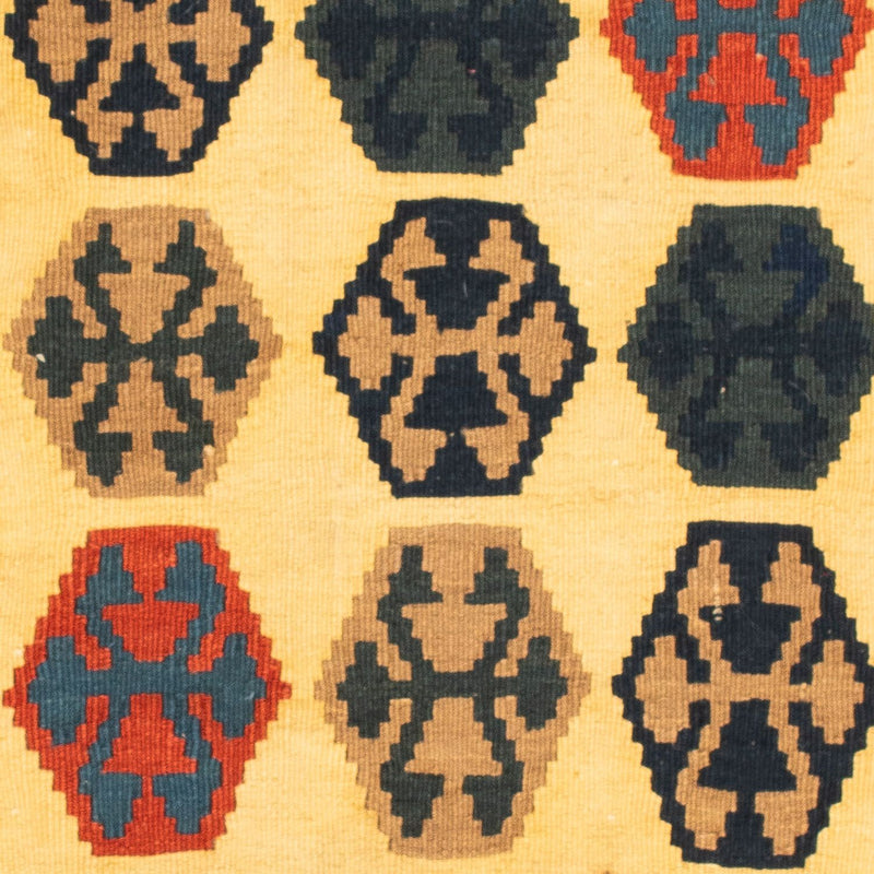 Kelim-tæppe - orientalsk firkantet  - 103 x 100 cm - mørkeblå