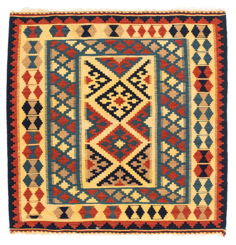 Kelim-tæppe - orientalsk firkantet  - 100 x 100 cm - blå
