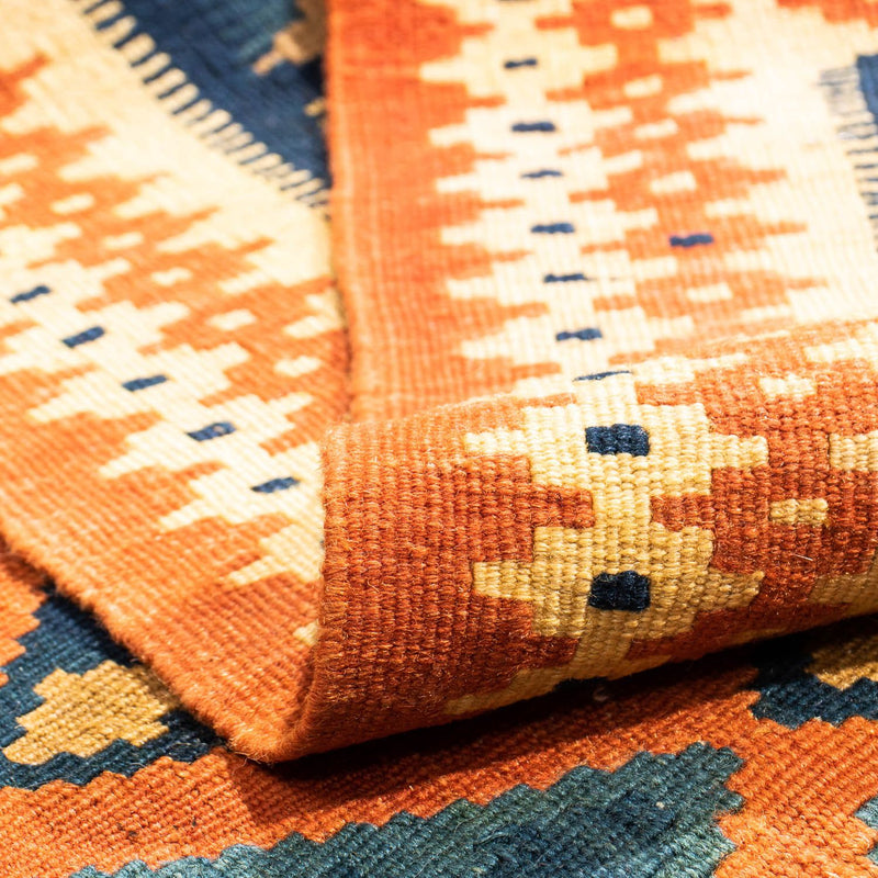 Kelim-tæppe - orientalsk firkantet  - 107 x 100 cm - rust