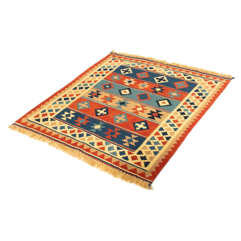 Kelim-tæppe - orientalsk firkantet  - 100 x 91 cm - flerfarvet