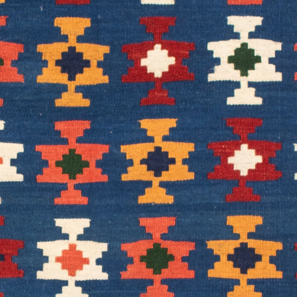Kelim-tæppe - orientalsk firkantet - 104 x 100 cm - mørkeblå