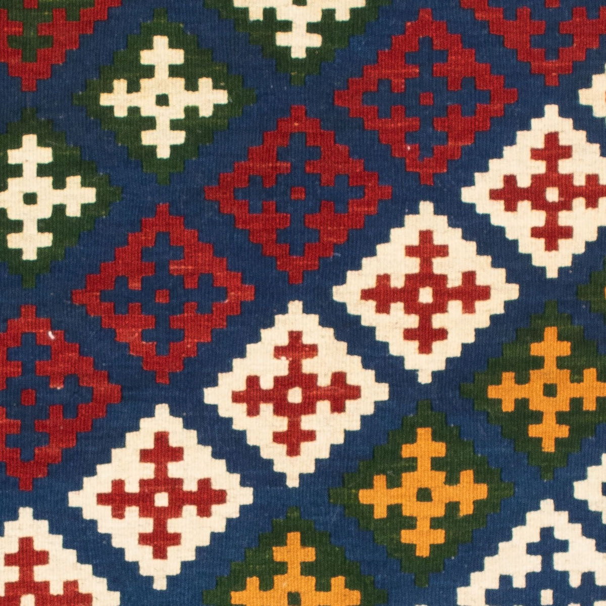 Kelim-tæppe - orientalsk firkantet  - 104 x 102 cm - mørkeblå