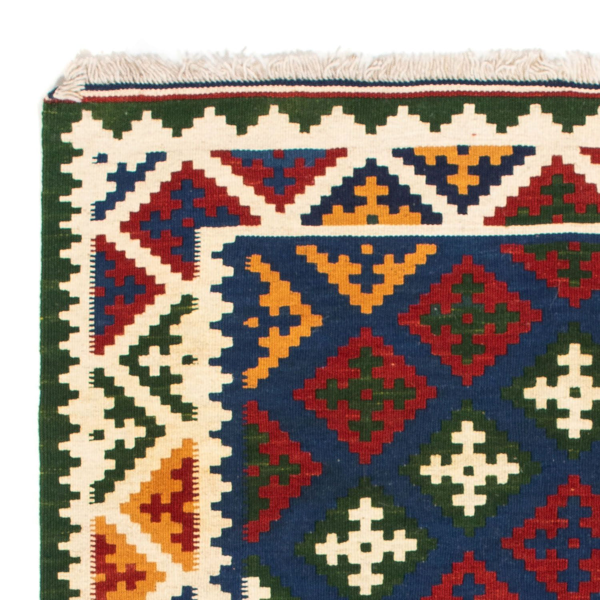 Kelim-tæppe - orientalsk firkantet  - 104 x 102 cm - mørkeblå