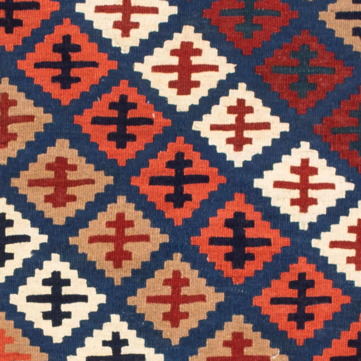 Kelim-tæppe - orientalsk firkantet - 104 x 100 cm - mørkeblå