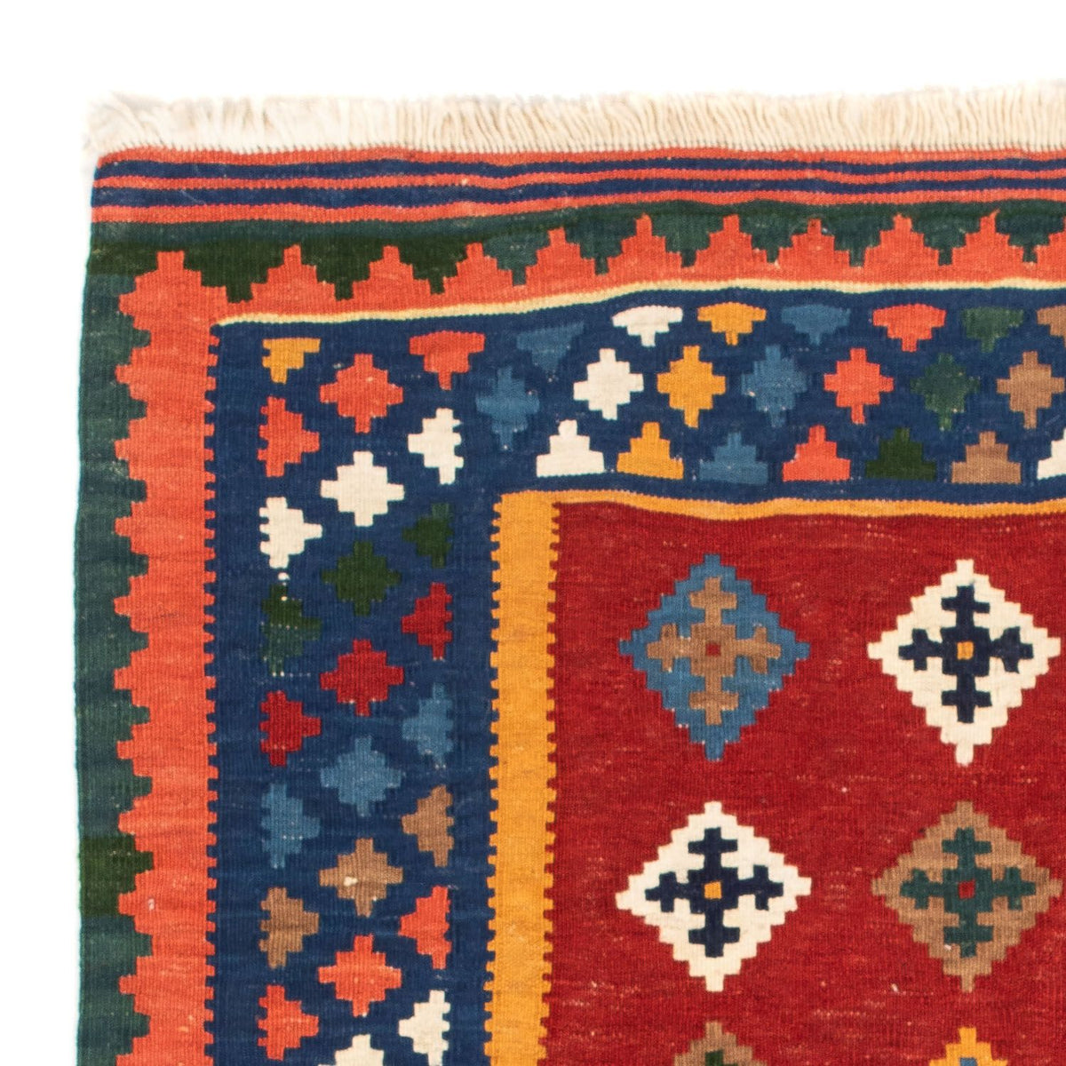 Kelim-tæppe - orientalsk firkantet  - 104 x 101 cm - mørkerød