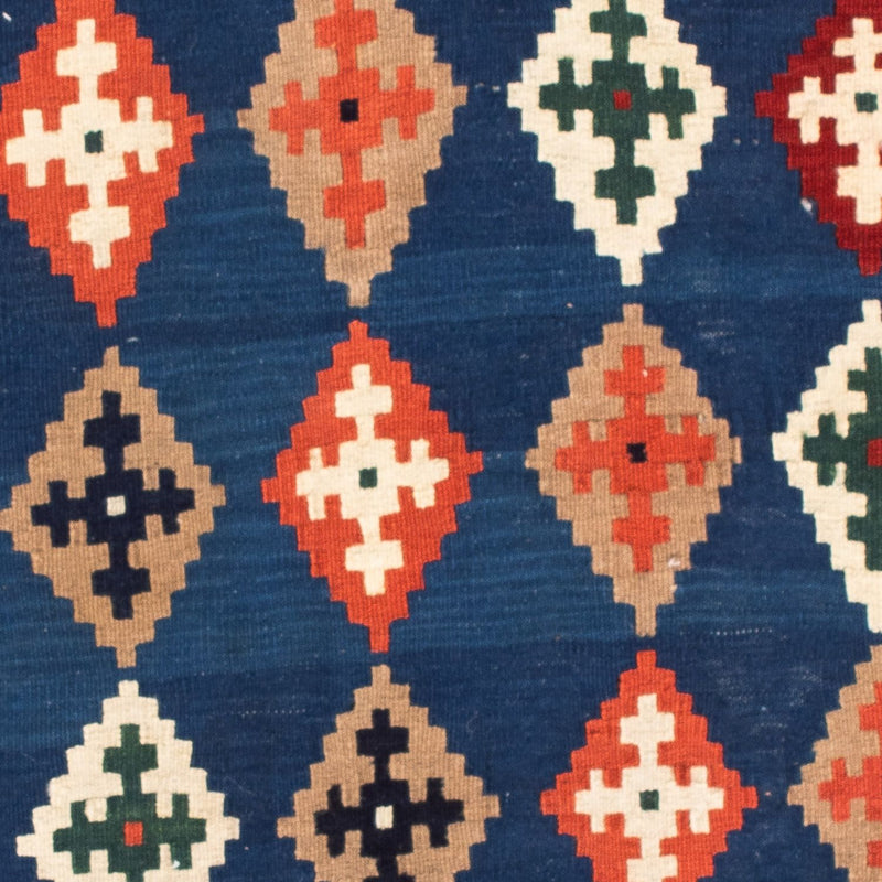 Kelim-tæppe - orientalsk firkantet  - 100 x 96 cm - mørkeblå