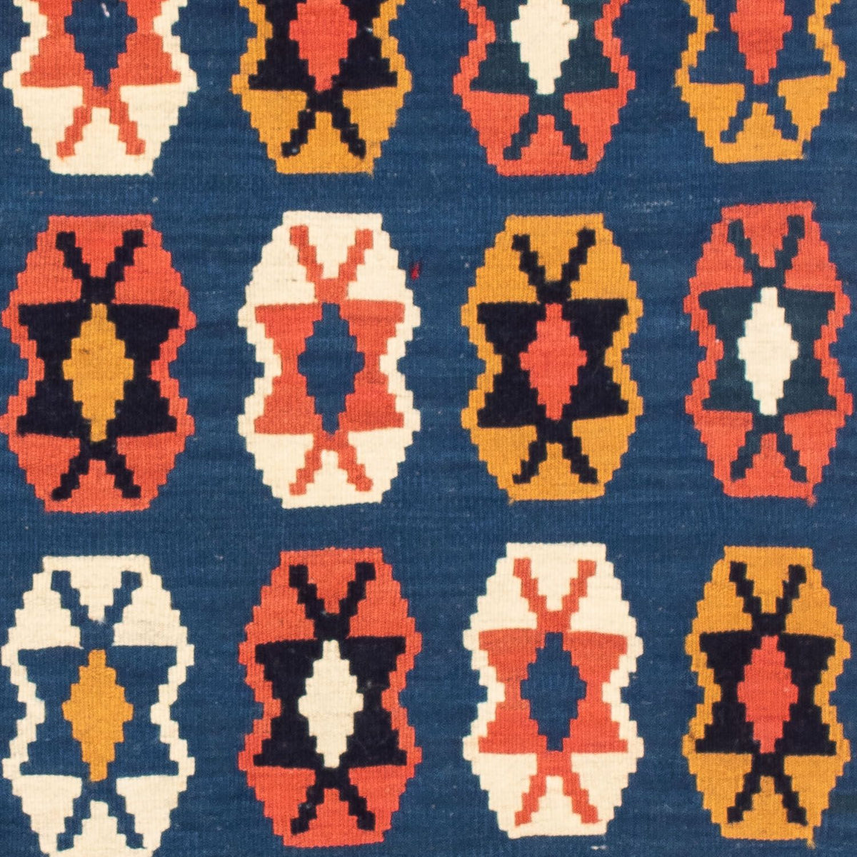 Kelim-tæppe - orientalsk firkantet - 103 x 100 cm - mørkeblå